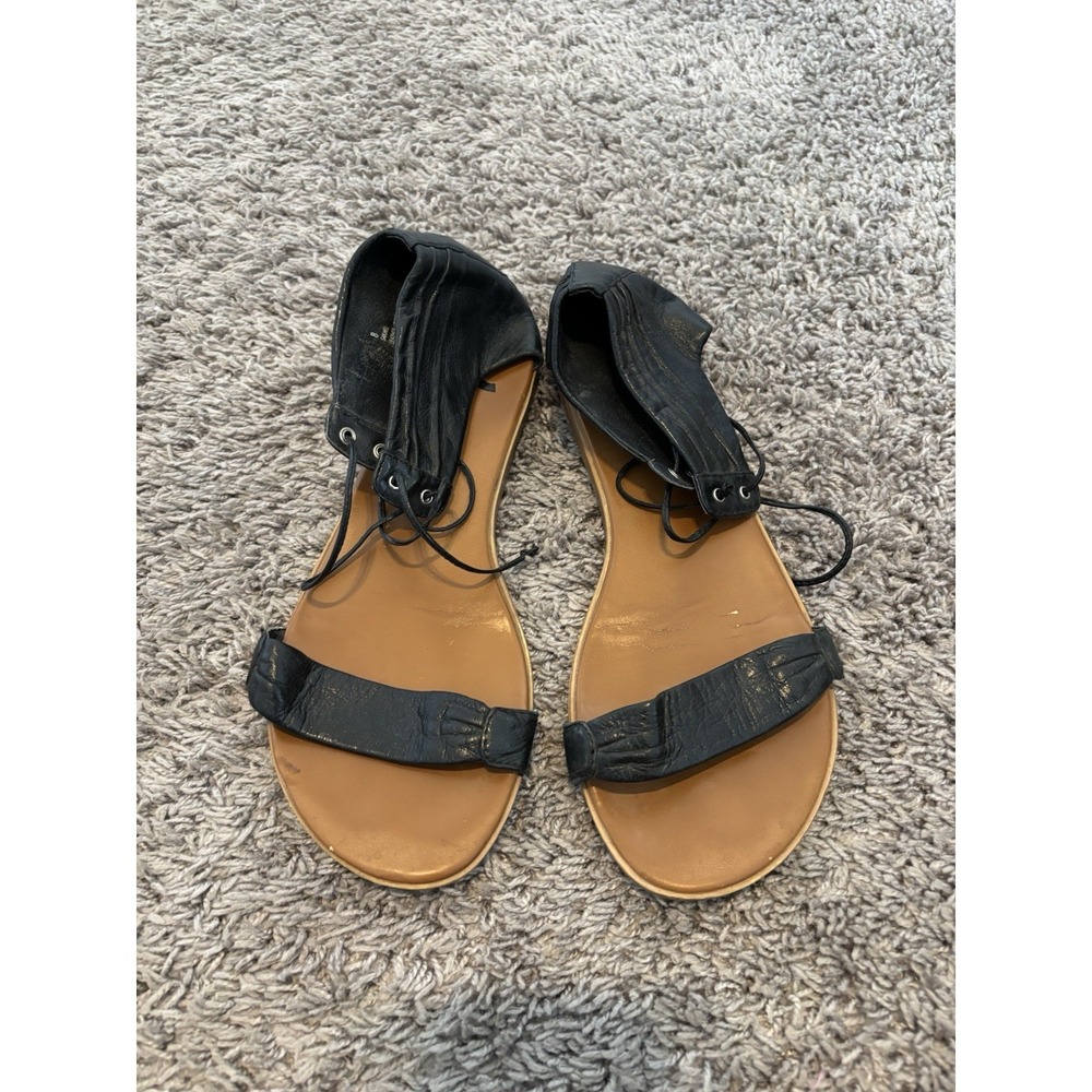 Report Women's Flat Sandals Size 8 Black Leather Boho‎ Chic Sakari